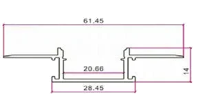 פרופיל אלומיניום LED 6114 שקוע גבס