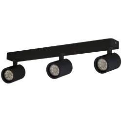 רול.6 שלישיה פס צמוד תקרה מתכוונן גוף שחור 450x112 מ"מ GU10