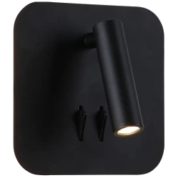 מנורת צמוד קיר קריאה מרובעת 3W+6W IP20 גוף שחור אור חם